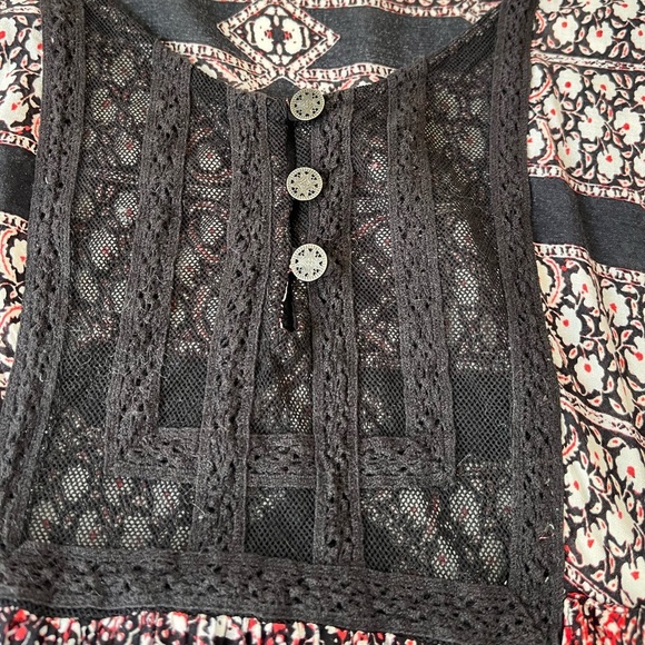 Free People Hayden Floral Lace Valley Printed Swing Dress Bell Sleeve - Picture 5 of 11